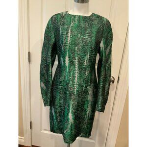 Stella McCartney Green Silver Splatter Shift Dress, Size 6 (US) 42 (IT)